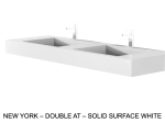 Plan vasque Design, fabrication sur mesure, Largeur 120 à 200 cm x Profondeur 40 à 60 cm, résine minérale ACRYSTONE® SOLID-SURFACE Finition lisse blanc mate, Livraison Offerte et Rapide.